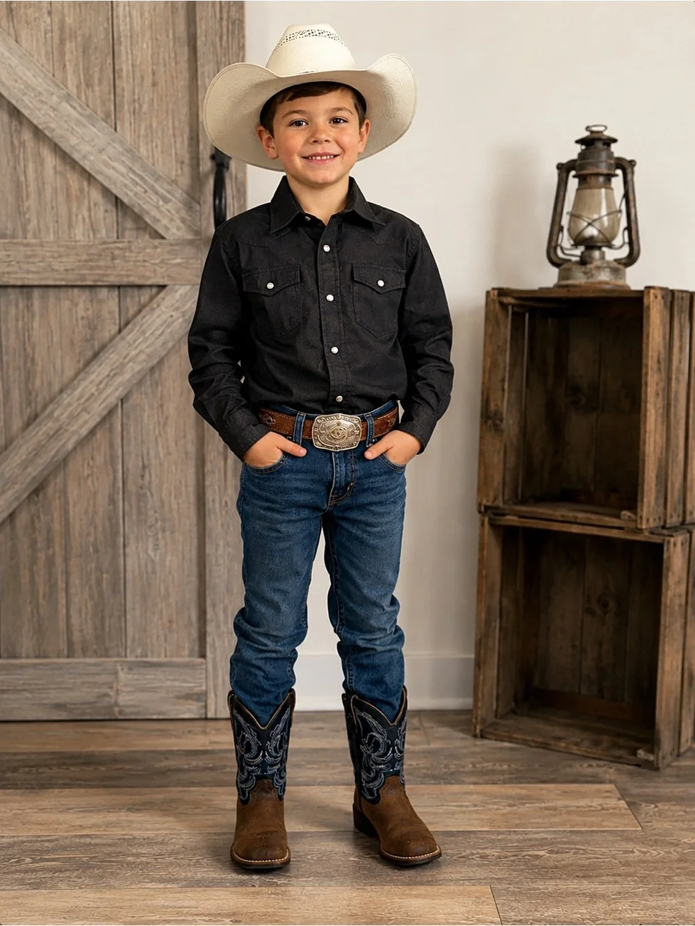 Cody James Boys Holt Two-Tone Embroidered Western Cowboy Boots Size 5